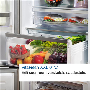 Bosch Series 6, 308 L, aukštis 186 cm, nerūdijančio plieno - Šaldytuvas