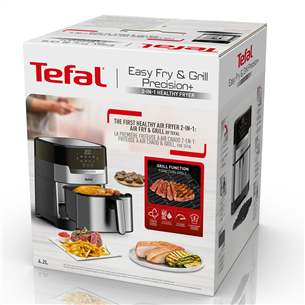 Tefal Easy Fry & Grill, 1400 Вт, нерж. сталь/черный - Аэрогриль