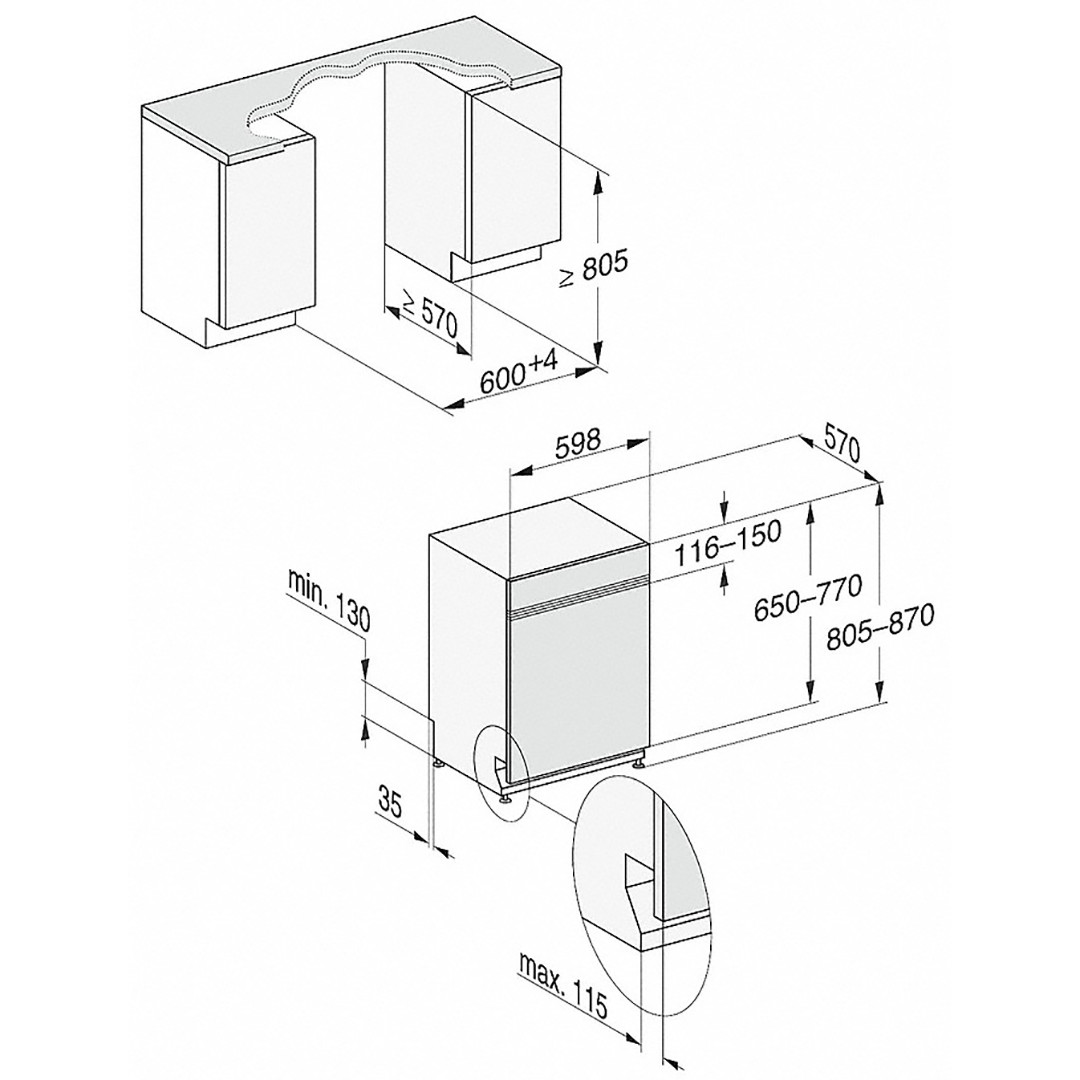 Miele, 14 place settings - Built-in Dishwasher