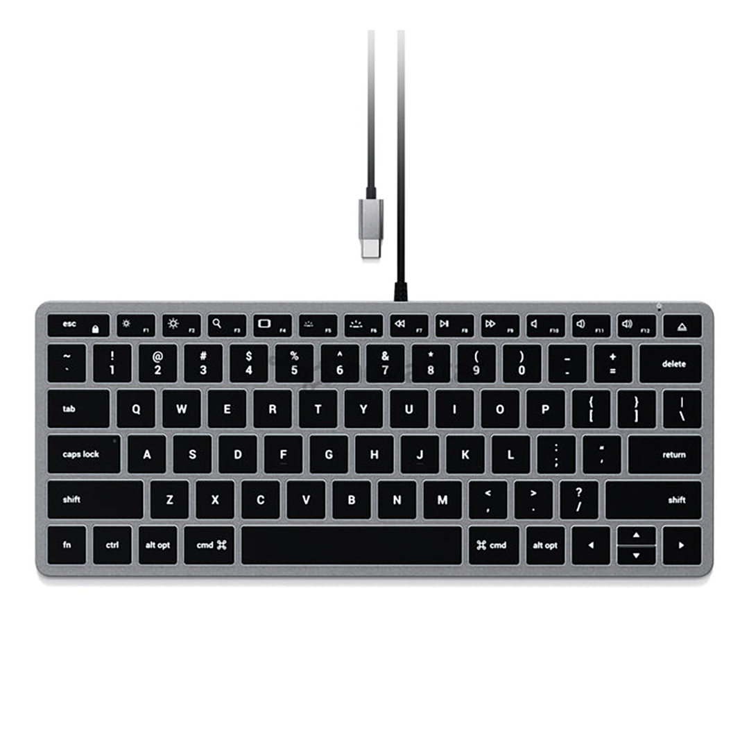 Klaviatūra Satechi Slim W1 Wired Backlit Keyboard, USB-C, SWE, Gray/Black