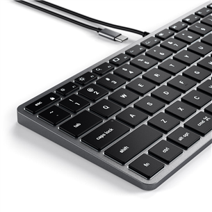 Klaviatūra Satechi Slim W1 Wired Backlit Keyboard, USB-C, SWE, Gray/Black