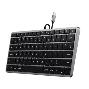 Klaviatūra Satechi Slim W1 Wired Backlit Keyboard, USB-C, SWE, Gray/Black