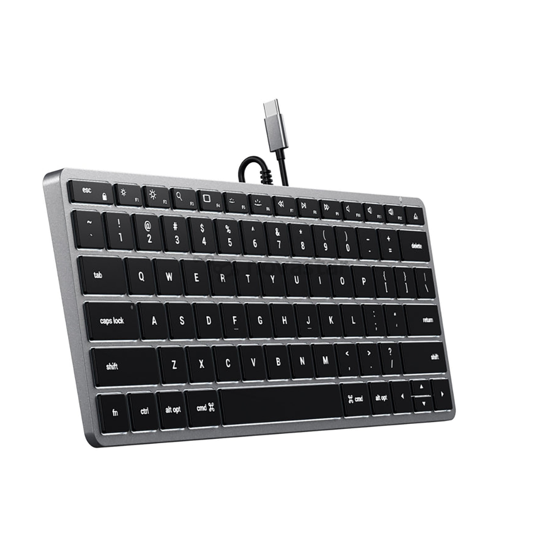 Klaviatūra Satechi Slim W1 Wired Backlit Keyboard, USB-C, SWE, Gray/Black