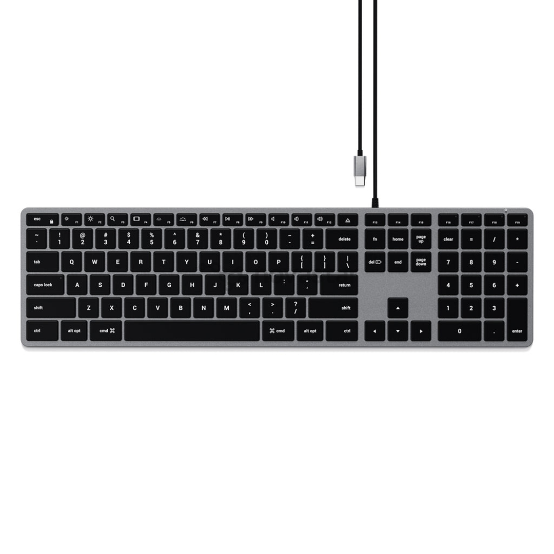 Klaviatūra Satechi Slim W3 Wired Backlit Keyboard, USB-C, SWE, Gray/Black