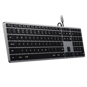 Klaviatūra Satechi Slim W3 Wired Backlit Keyboard, USB-C, SWE, Gray/Black