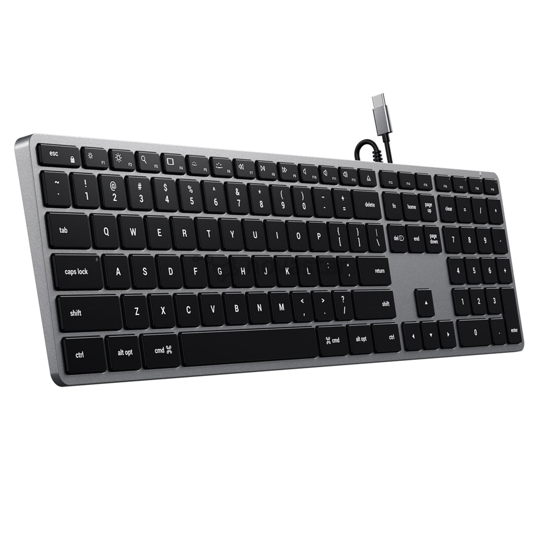 Klaviatūra Satechi Slim W3 Wired Backlit Keyboard, USB-C, SWE, Gray/Black