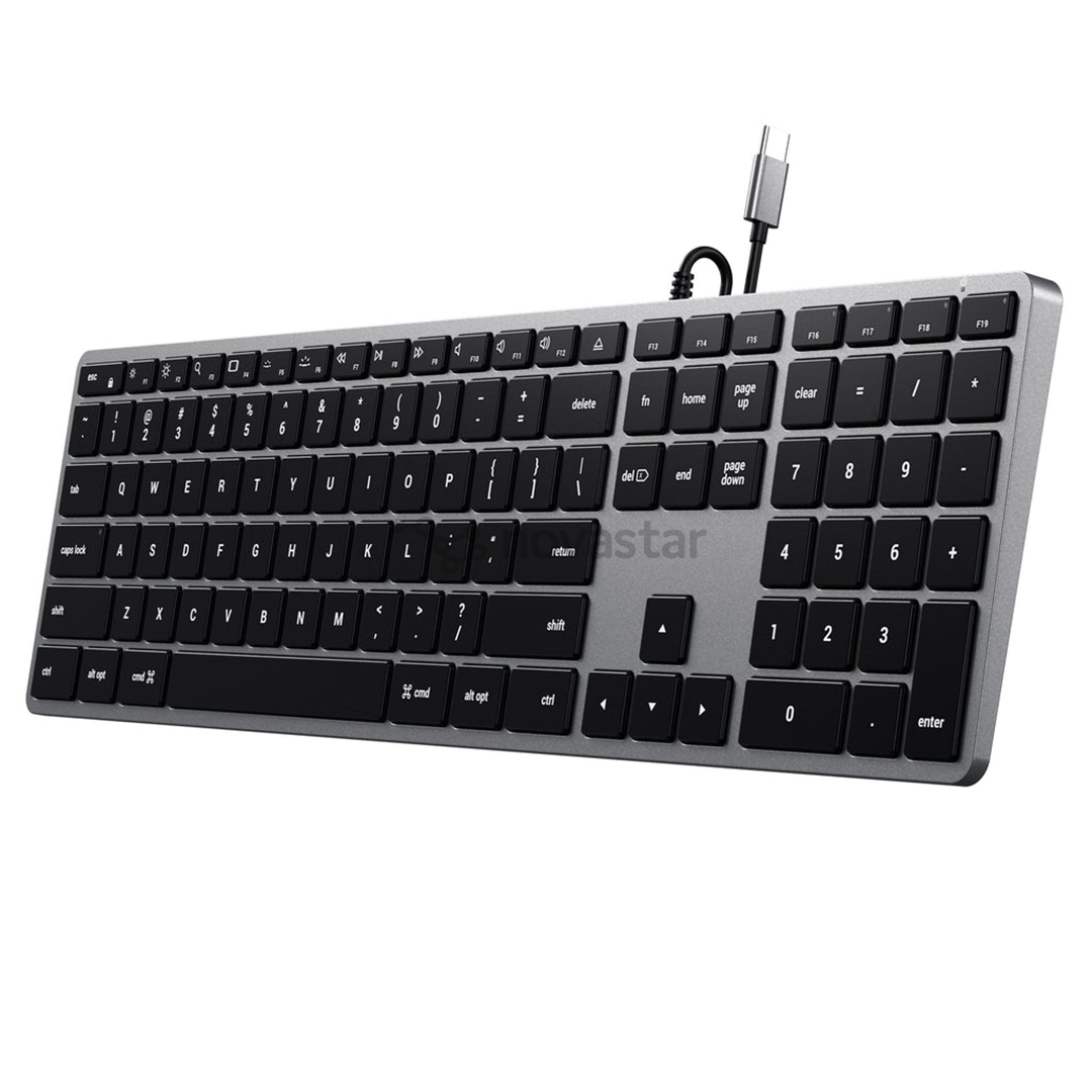 Klaviatūra Satechi Slim W3 Wired Backlit Keyboard, USB-C, SWE, Gray/Black