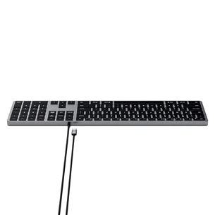 Klaviatūra Satechi Slim W3 Wired Backlit Keyboard, USB-C, SWE, Gray/Black
