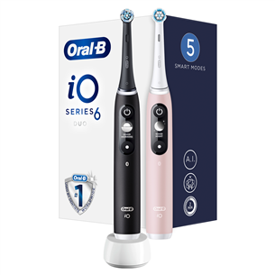 Braun Oral-B iO6, 2 шт., черный/розовый - Комплект электрических зубных щеток