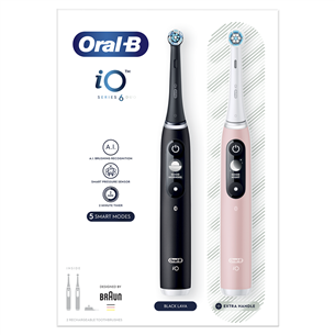 Elektrinis dantų šepetėlis Braun Oral-B iO6 Duo, 2 vnt, Black/Pink