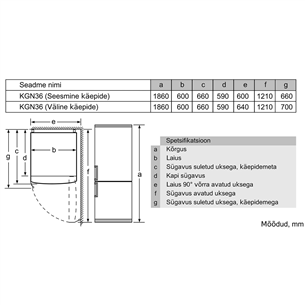 Bosch, NoFrost, 326 л, высота 186 см, белый - Холодильник