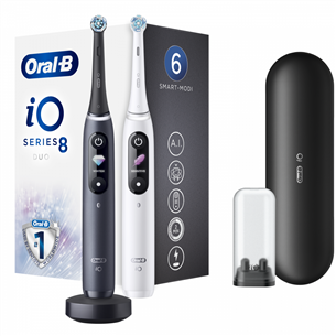 Elektrinis dantų šepetėlis Oral-B iO Series 8 Duo, Juodas/Baltas