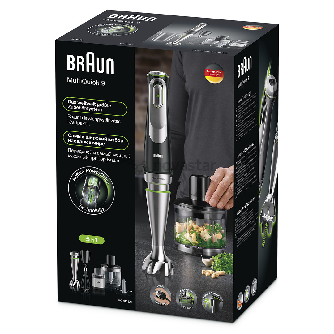 Braun MultiQuick 9 Spice, 1200 W, juodas/nerūdijančio plieno - Trintuvas