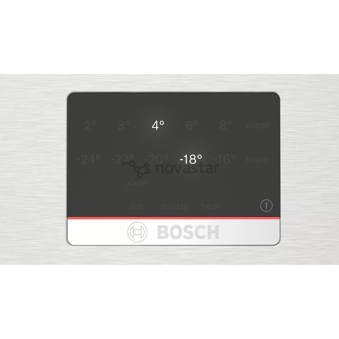 Bosch, NoFrost, 363 L, aukštis 203 cm, nerūdijančio plieno - Šaldytuvas