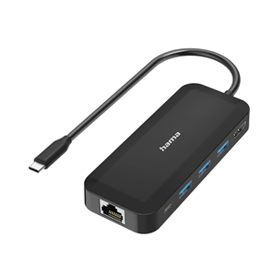 Šakotuvas Hama Classic Line USB-C hub, multiport, 6 ports, USB-A, USB-C, HDMI, LAN/Ethernet, black 00300080