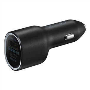 Samsung Duo Car Charger, USB-A, USB-C, 25 W + 15 W, juodas - Automobilinis įkroviklis EP-L4020NBEGEU