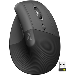 Logitech Lift Vertical Ergonomic Mouse, silent, black - Wireless Optical Mouse