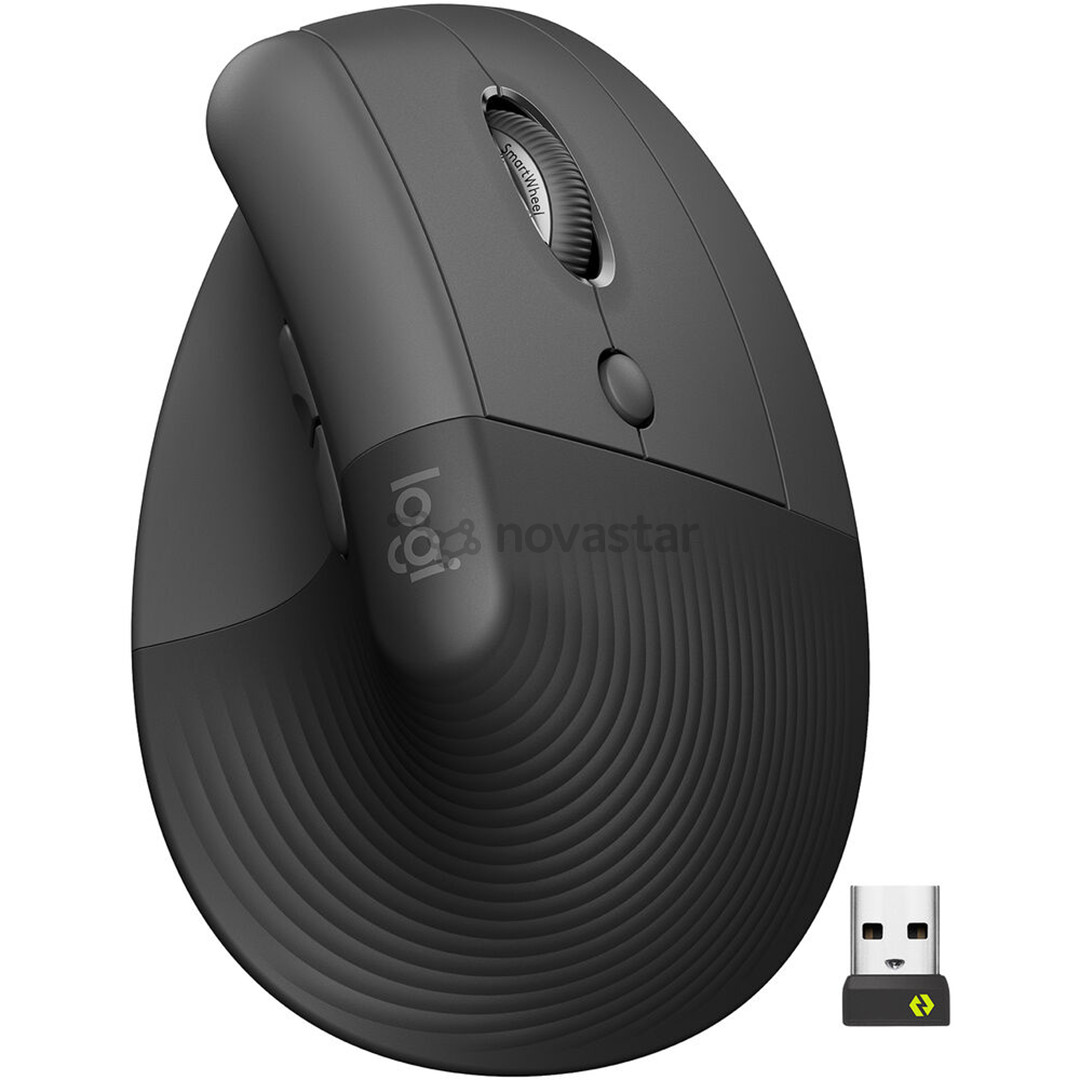 Logitech Lift Vertical Ergonomic Mouse, silent, juoda - Belaidė pelė