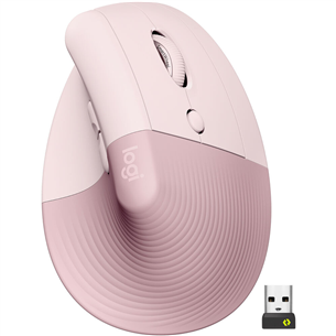 Logitech Lift Vertical Ergonomic Mouse, silent, pink - Wireless Optical Mouse 910-006478