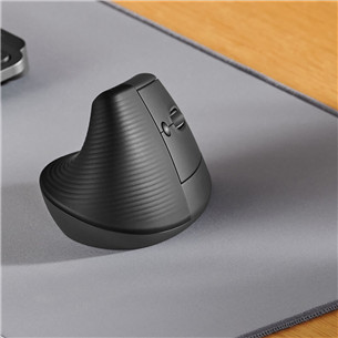 Logitech Lift Vertical Ergonomic Mouse, silent, juoda - Belaidė pelė