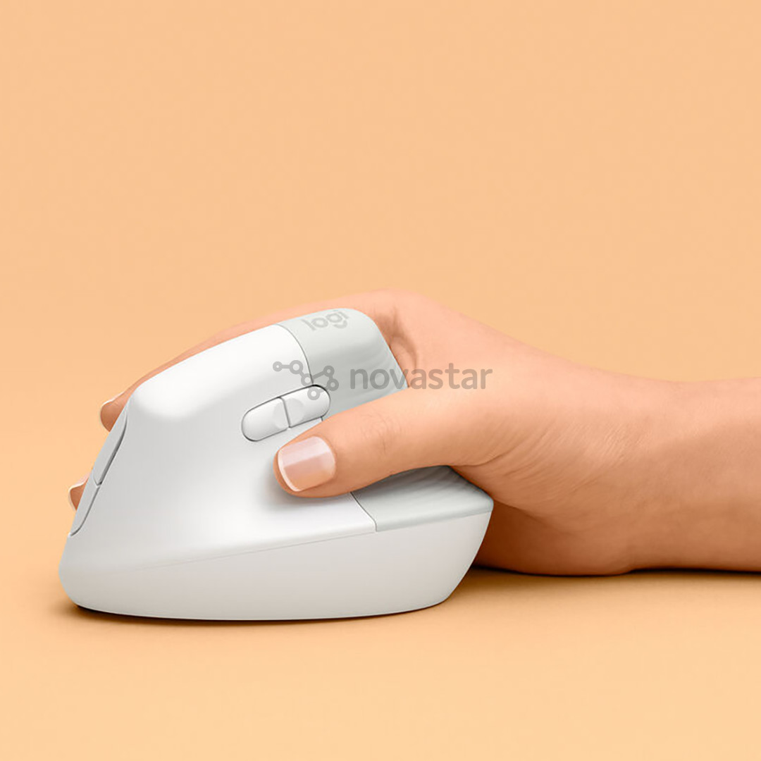 Logitech Lift Vertical Ergonomic Mouse, silent, balta - Belaidė pelė