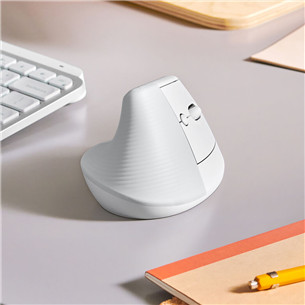 Logitech Lift Vertical Ergonomic Mouse, silent, balta - Belaidė pelė