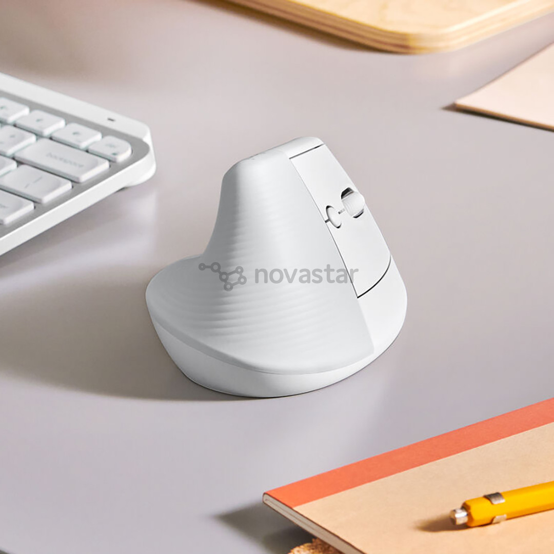 Logitech Lift Vertical Ergonomic Mouse, silent, balta - Belaidė pelė