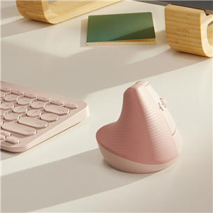 Logitech Lift Vertical Ergonomic Mouse, silent, pink - Wireless Optical Mouse