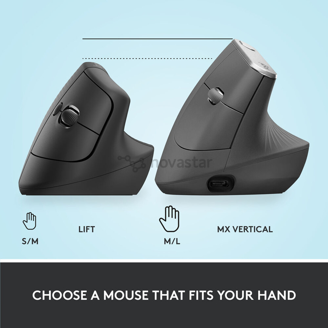 Logitech Lift Vertical Ergonomic Mouse, silent, rožinė - Belaidė pelė