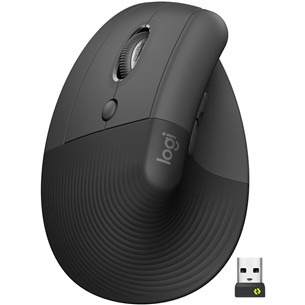Pelė Logitech Lift Vertical Ergonomic, kairiarankiams, 910-006474, Juoda