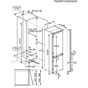 Electrolux, 256 L, height 178 cm - Built-in Refrigerator