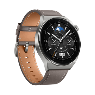 Išmanusis laikrodis Huawei Watch GT 3 Pro, 46 mm, leather strap, titanium/gray