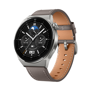 Išmanusis laikrodis Huawei Watch GT 3 Pro, 46 mm, leather strap, titanium/gray