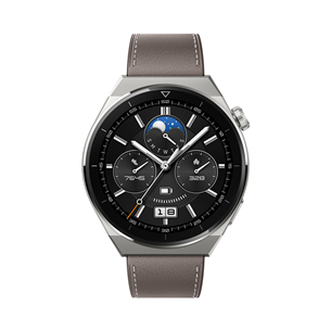 Huawei Watch GT 3 Pro, 46 мм, титановый корпус и серый кожаный ремешок - Смарт-часы