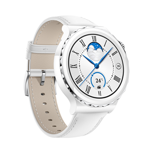 Išmanusis laikrodis Huawei Watch GT 3 Pro, 43 mm, leather strap, white/silver