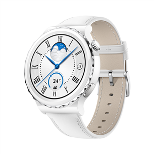 Išmanusis laikrodis Huawei Watch GT 3 Pro, 43 mm, leather strap, white/silver