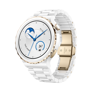Išmanusis laikrodis Huawei Watch GT 3 Pro, 43 mm, ceramic strap, white/gold