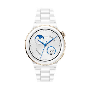 Huawei Watch GT 3 Pro, 43 mm, ceramic strap, white/gold - Smartwatch