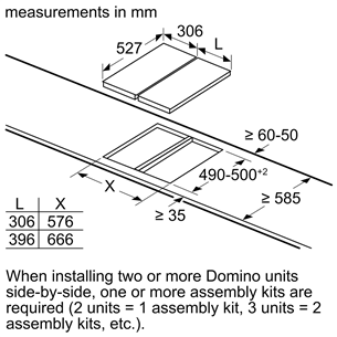 Bosch Domino, ширина 30,6 см, стальная рама, черный - Интегрируемая керамическая варочная панель