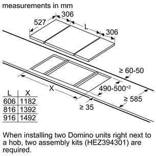 Bosch Domino, width 30.6 cm, steel frame, black - Built-in Ceramic Hob