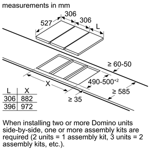 Bosch Domino, ширина 30,6 см, стальная рама, черный - Интегрируемая керамическая варочная панель