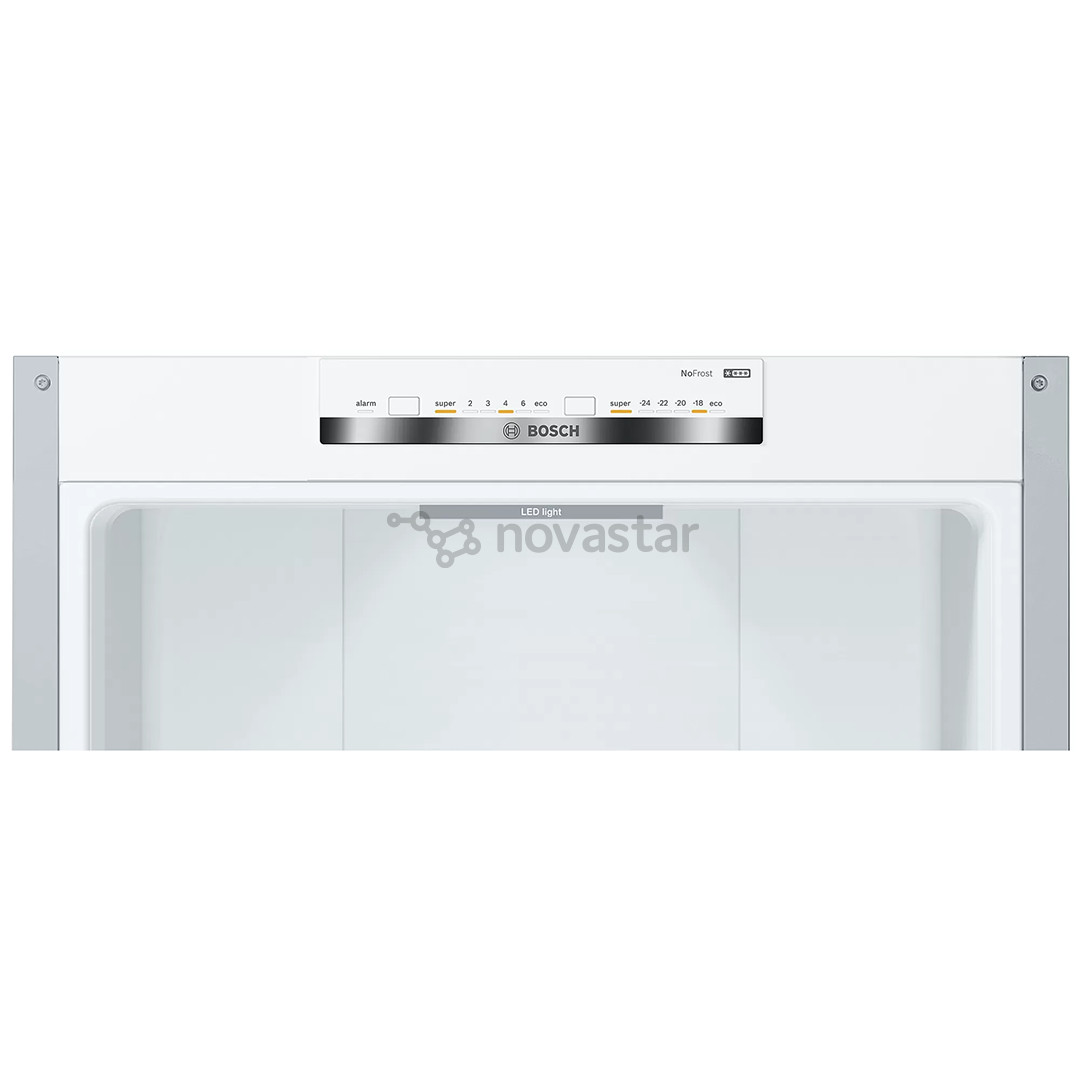 Bosch, NoFrost, 368 L, aukštis 203 cm, nerūdijančio plieno - Šaldytuvas