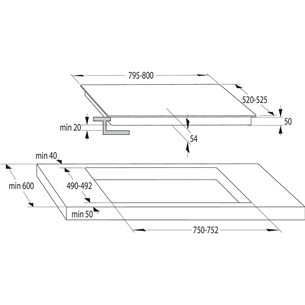 Hisense, width 79.5 cm, frameless, black - Built-in Induction Hob