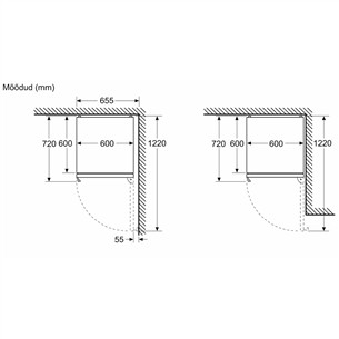 Bosch, NoFrost, 363 L, aukštis 203 cm, juodo nerūdijančio plieno - Šaldytuvas