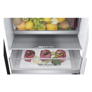 LG GBB7 Series, NoFrost, 384 L, height 203 cm, black - Refrigerator