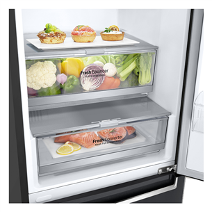 LG GBB7 Series, NoFrost, 384 L, height 203 cm, black - Refrigerator