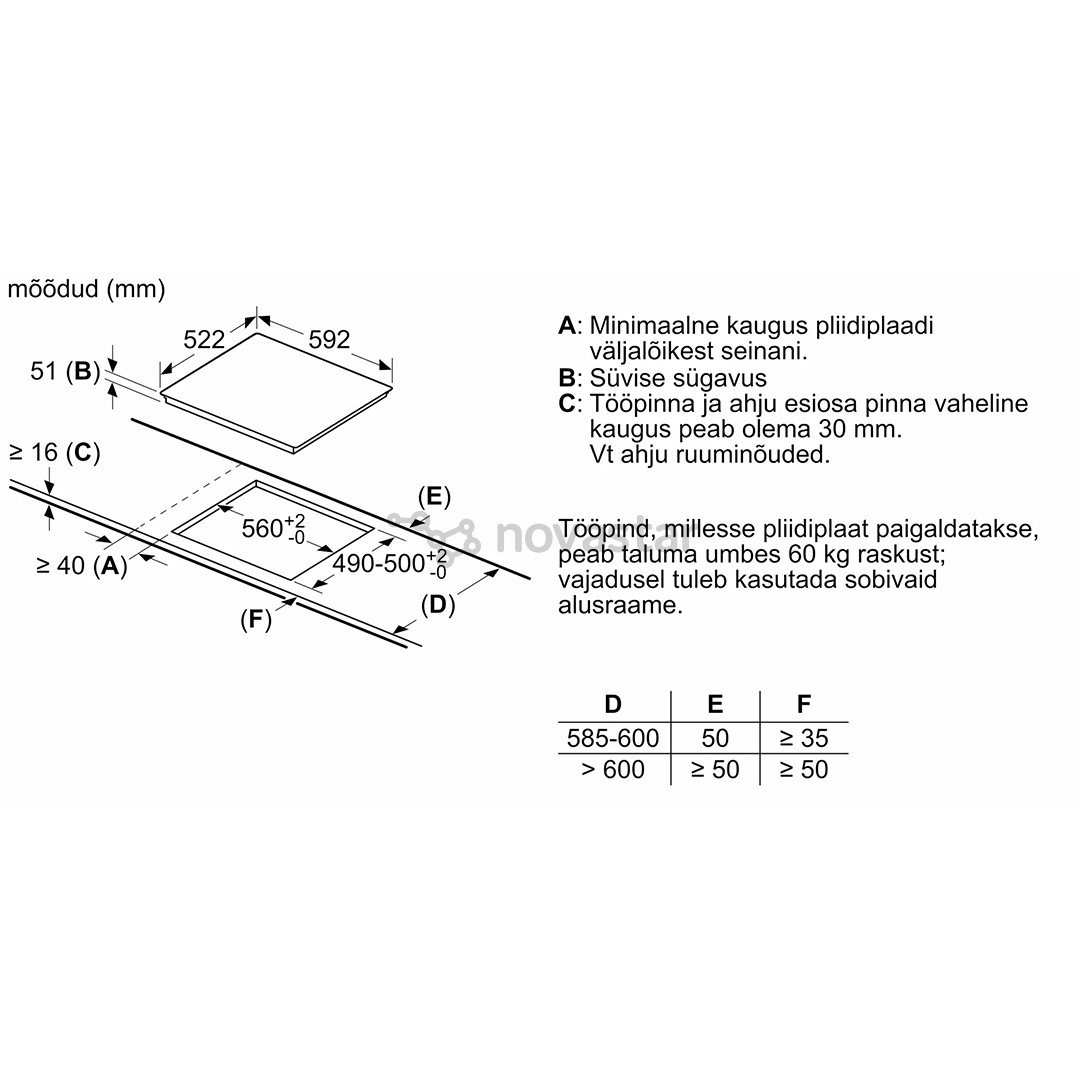 Bosch Serie 4, width 59.2 cm, frameless, black - Built-in Induction Hob