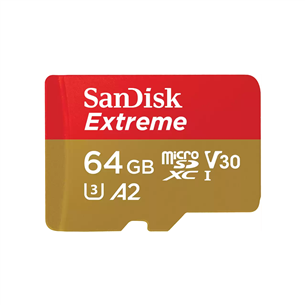 Atminties kortelė SanDisk Extreme, microSD, 64 GB + adapteris SDSQXAH-064G-GN6MA
