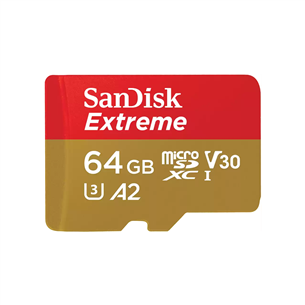 Atminties kortelė SanDisk Extreme, microSD, 64 GB + adapteris