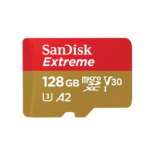 Atminties kortelė SanDisk Extreme, UHS-I, microSD, 128 GB + adapteris SDSQXAA-128G-GN6MA